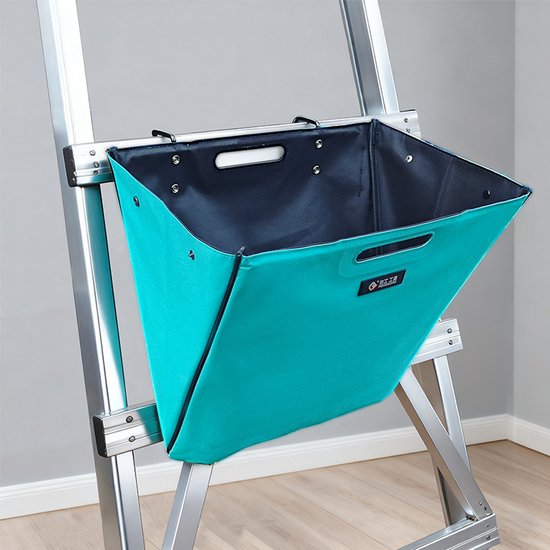 Ladder Gereedschapstas – Opvouwbare Ladder Tool Bag met Haken – Extra Sterk 600D Oxford – Gereedschap Organizer voor Ladder – Lichtblauw