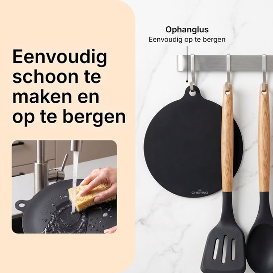 Chefino Inductieplaat Beschermers 4 Stuks – Inductiebeschermer Set 18 & 22 cm – Siliconen Kookplaatbeschermer – Krasbescherming – Hittebestendig tot 280°C – Antislip