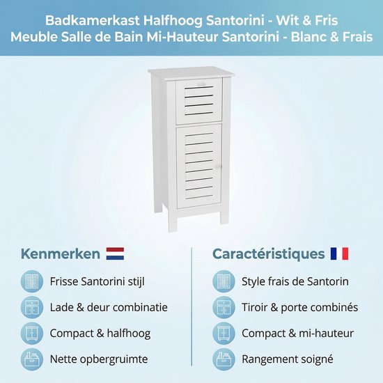 Badkamerkast Halfhoog met Deur en Lade