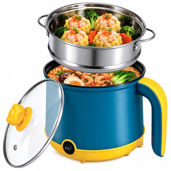 DMG Supply Noodle Pan - Blauw - Elektrische Kookpan - Hotpot - Noodle Kom - 1,8 L - Multicooker