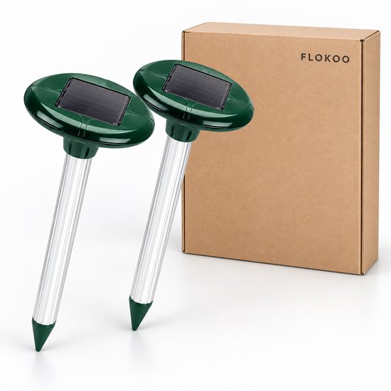 Mollenverjager op Zonne-energie – Solar Mollenverjager – Set van 2 – Voor Gazon, Tuin & Moestuin – Zonder Kabels – 35 cm