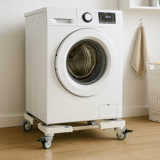 Universele Wasmachine Verhoger – Verstelbaar Onderstel met Zwenkwielen en Rem – Voor Wasmachine, Vaatwasser, Droger – Tot 300 kg