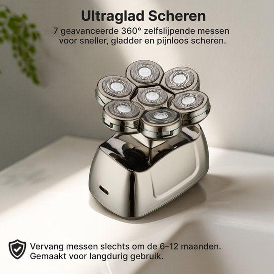 Carewat Glad Pro - Scheerapparaat Mannen - Elektrisch 6-in-1 - Hoofd & Gezicht - Nat & Droog - Trimmer & Tondeuse - Draadloos Opladen