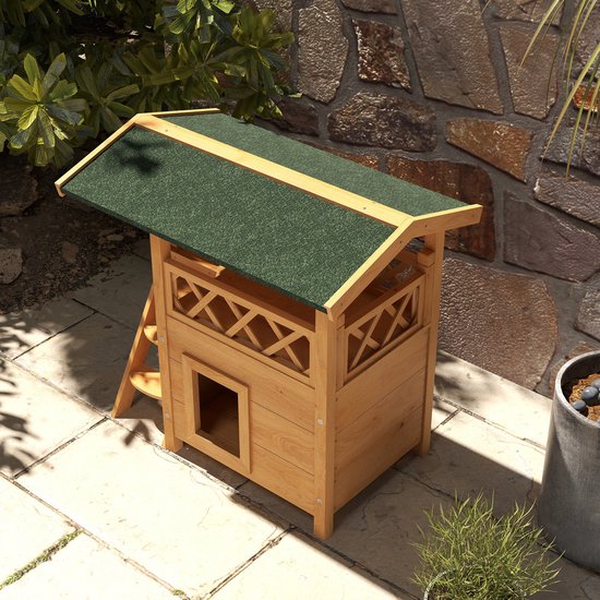 4goodz kattenhuis 2 laags 77x50x73cm - Bruin
