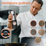 Vesfy Elektrische Peper en Zoutmolen Set - USB Oplaadbaar met Laadstation - XXL - Instelbare Maalgraad - LED Licht - BBQ Accessoires - Pepermolen