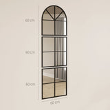 Wandspiegel 3-delig met Metalen Frame - 60 x 180 cm - Zwart