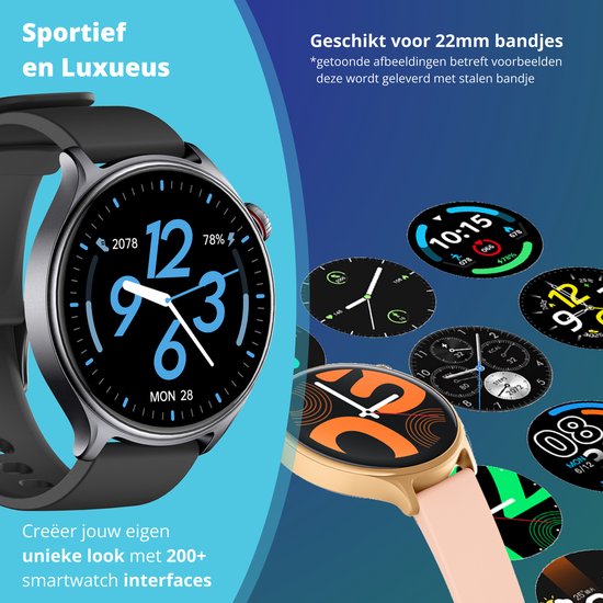 Nexvex® Ultra 2X Smartwatch - Sporthorloge met Belfunctie - Bloeddrukmeter - Stappenteller - Hartslagmeter - Bluetooth Activity Tracker - Android, iOS - 1.46 Inch - Zwart - Staal