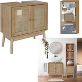 Wastafelonderkast Bali met Uitsparing - 30x60x70 cm - Wastafelmeubel Bruin
