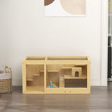Knaagdierkooi - Sparrenhout - inclusief accessoires en drinkfles - 100 x 50 x 50 cm - Natuurlijk