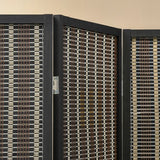 Kamerverdeler, Opvouwbaar, Grenenhout/Bamboe, 180 x 180 cm, Bruin/Zwart