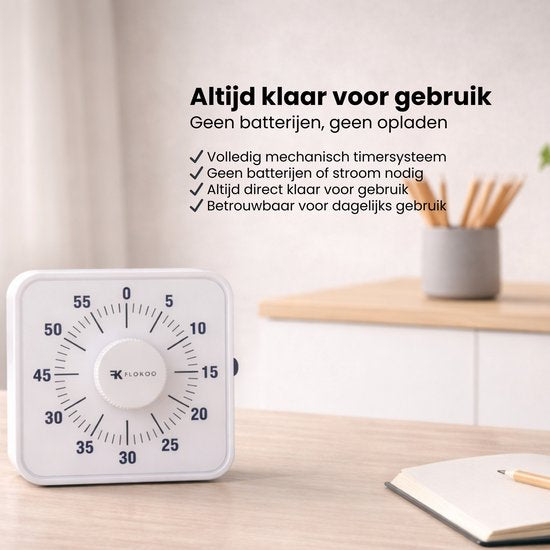 Leerklok - Aftelklok Kookwekker - Leer