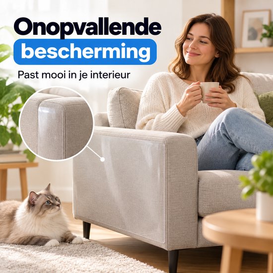 Anti Krab Vellen Kat – 8 XXL Meubelbeschermers – 43,2 x 30,5 cm – Transparante Zelfklevende Krabfolie – Op Maat te Knippen – Voor Bank, Meubels & Deuren
