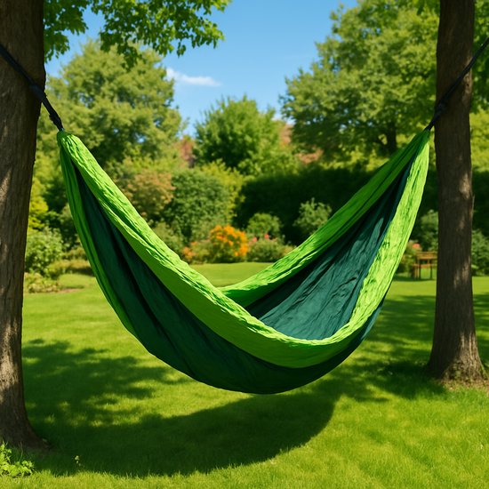 4gardenz® Outdoor Hangmat – Parachutestof – 270 cm – Compact & Sterk - Groen