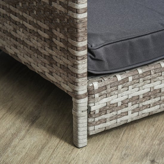 Rattan Hondenbed in huis vorm met Kussen 69x98x70 cm