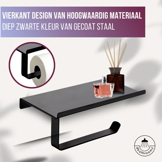 4bathroomz® Toiletrolhouder met planchet voor telefoon - wc rolhouder