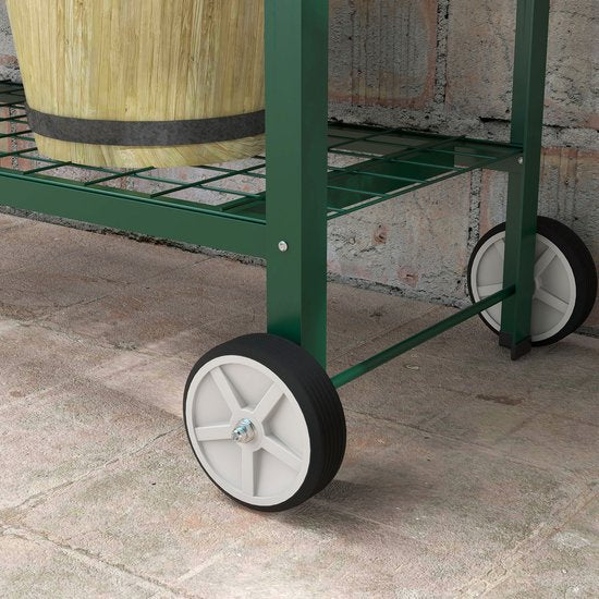 Verhoogd Kweekbed met Wielen Plantenbak Metaal - Groen