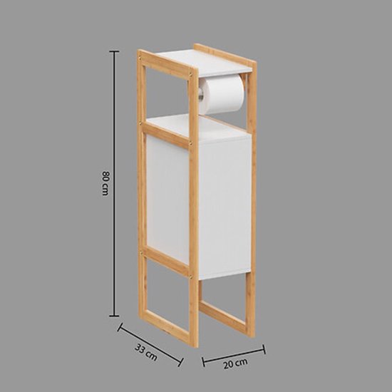 Toiletrolhouder Natureo met Reserverolhouder 33x20x80cm - Wit/Bruin