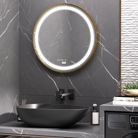 4goodz Ronde Badkamerspiegel 60 cm met LED Verlichting 834-393 - Goud