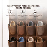 Schoenenkast Hangend - Schoenenzak 24 vakken - Opbergen van Schoenen aan Deur - Schoenenzak Bruin - Oplossing voor rondslingerende schoenen - Hoogwaardige Schoenenkast