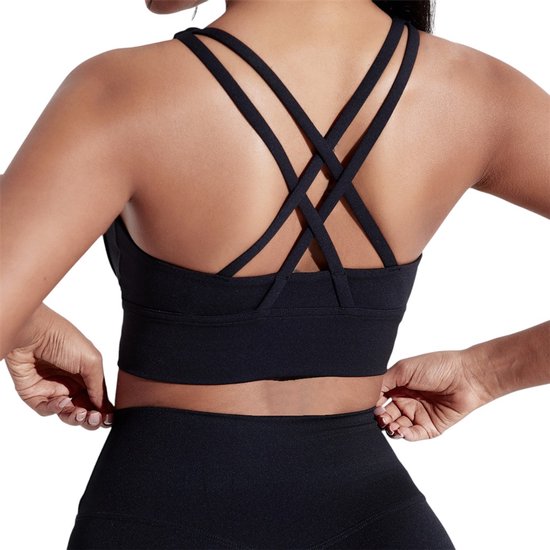 SparkNine Elevate Sportset - tweedelig - L - zwart - high-impact ondersteuning - hoge taille - cross back - compressie - hoge taille - sportkledingset