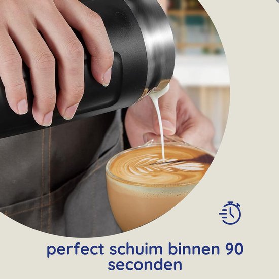 Safecourt Kitchen Melkopschuimer - Elektrische melkopschuimer - Zwart - 4-in-1 - 500W - PFAS-vrij