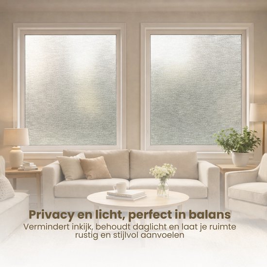 Raamfolie 60x200 cm – Zelfklevend & Statisch Hechtend – Privacy Folie voor Ramen – Zonwerende & Decoratieve Raamfolie – Eenvoudig Aan te Brengen – Waterdicht en Herbruikbaar