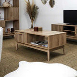Salontafel Klaus Houten salontafel met panelen - 43x100x50 cm - Bruin