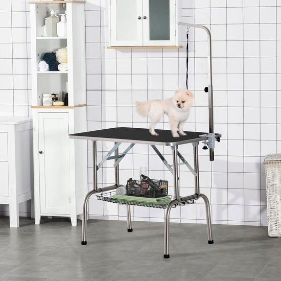 Trimtafel Hond - Hoogteverstelbaar - Opbergkorf - Zwart