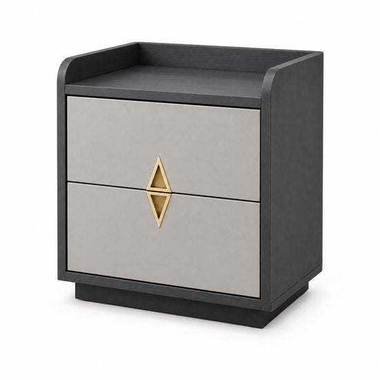 Modern nachtkastje met lade – Luxe nachtkast zwart-grijs – Nachtkastje 53 cm – Stijlvolle nachttafel voor slaapkamer