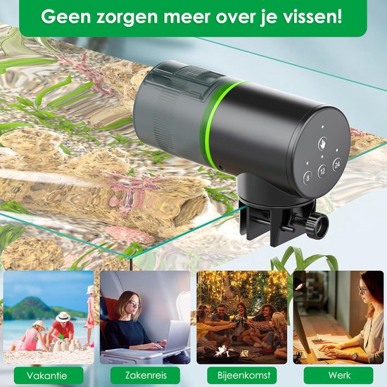 Automatische Voederautomaat met Timerfunctie - 200ml - Geschikt voor Vijver, Vlokken, Korrels en Tetra Visvoer - Visvoer Aquarium