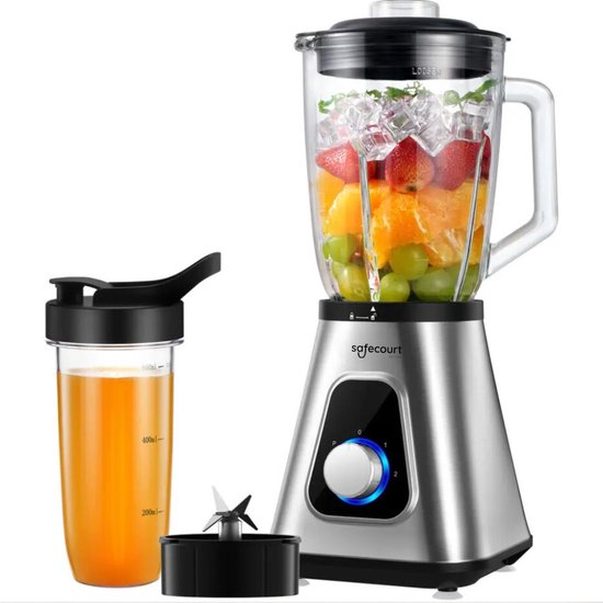 Safecourt Kitchen Blender - Smoothie maker - Krachtige 1200W - To-Go Beker - 3 Standen - RVS