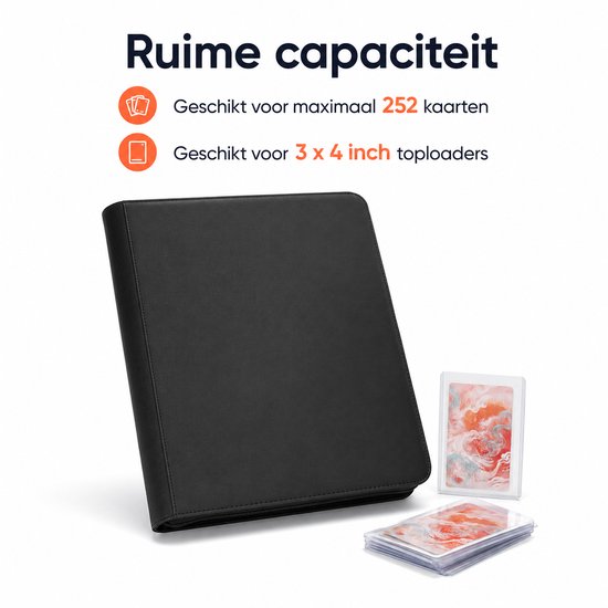 Toploader Binder - 252 Speelkaarten - Verzamelmap voor 3 4 inch Toploaders - Kaartenmap - 9 Pocket