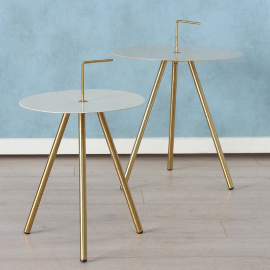 Boltze® Tobo Bijzettafel set van 2 stuks met Metaal Poten - Goud