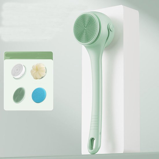 Elektrische Doucheborstel met 5 Opzetstukken – Groen – Diepe Reiniging & Massage – Oplaadbaar – Waterproof – Voor Rug, Benen & Gezicht