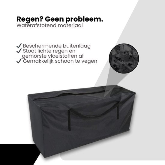 Tuinkussentas - Zwart - 122 x 39 x 55 cm - Tuinkussenhoes - Opbergtas voor Tuinmeubelkussens - Tuinstoelkussentas - Tuinsetkussen Opbergtas - Opberghoes Tuinkussens