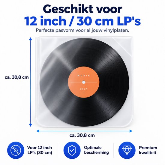 LP Binnenhoezen 50 stuks – Antistatische Platenhoezen voor 12 Inch Vinyl – 30,8 x 30,8 cm – Beschermhoezen voor LP Platen – Kras- & Stofbescherming