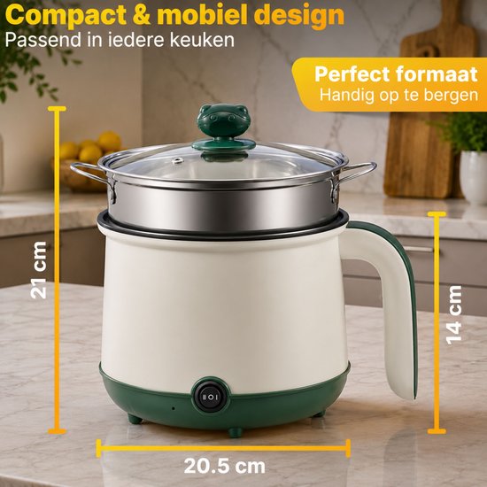 DMG Supply Noodle Pan - Wit - Elektrische Kookpan - Hotpot - Noodle Kom - 1,8 L - Multicooker