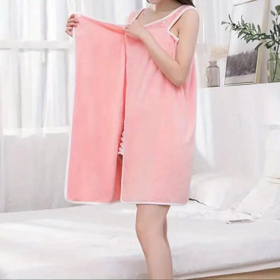 Sasemy® - Draagbare badhanddoek roze 140 x 80 cm – Wearable towel - Saunakilt - 2-in-1 Badjas en-of Handdoek – Sauna handdoek – Badjas voor vrouwen – Omslag baddoek – Handdoek jurk – Zwembad handdoek.
