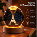 DMG Supply 3D Kristallen Bol Lamp - USB Oplaadbaar - LED Lamp - Nachtlamp - Tafellamp - Bureaulamp
