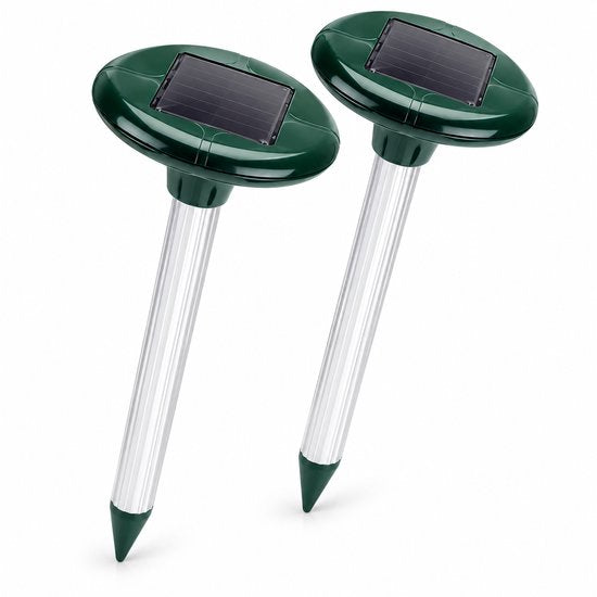 Mollenverjager op Zonne-energie – Solar Mollenverjager – Set van 2 – Voor Gazon, Tuin & Moestuin – Zonder Kabels – 35 cm