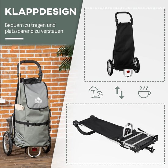 4goodz 3-in-1 Boodschappentrolley Winkelwagen Fietsaanhanger Steekwagen