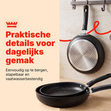 Koekenpannenset 3-delig – PFAS-vrij – 20 cm, 24 cm & 28 cm – Antiaanbak Koekenpannen – Geschikt voor Inductie, Gas, Elektrisch en Keramisch – Zwart