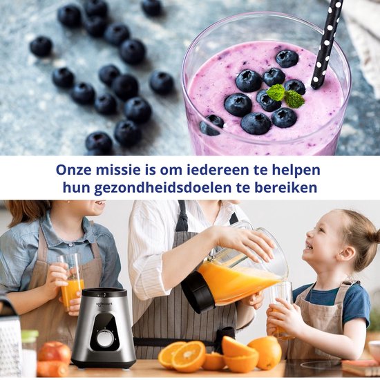 Safecourt Kitchen Blender - Smoothie maker - Krachtige 1200W - To-Go Beker - 3 Standen - RVS