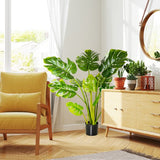 Kunstplant Monstera 110cm - 11 Bladeren en zwarte Pot
