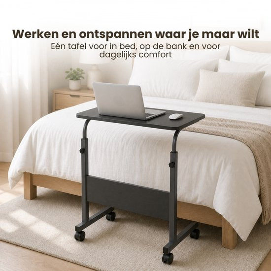 Laptoptafel op Wielen - In Hoogte Verstelbaar