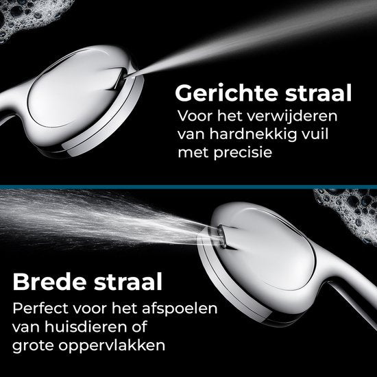 AKSA Home® Douchekop met Slang - Douchekop met Filter - 10 sproeistanden - Regendouche met Hoge Druk - Zilver