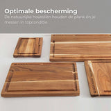 AKSA Home® 4-Delige Snijplankenset met Houder - Houten Snijplank met Sapgeul voor Keuken - Serveerplank - Kaasplank - Borrelplank - Acaciahout