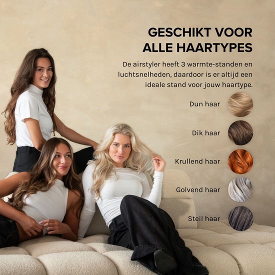 MAE® Airstyler II - Föhnborstel & Krulborstel - Krultang 5 in 1 Multistyler - Hairwrap - Haarstyler - Zilver