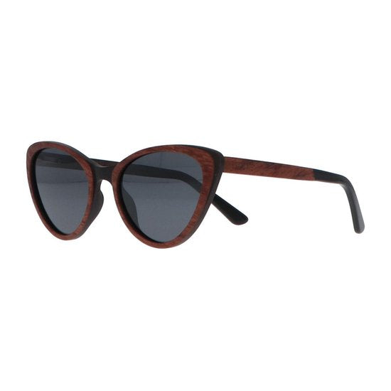 5one® Cecina Cateye Grey - zonnebril met Kosso/Ebony houten montuur