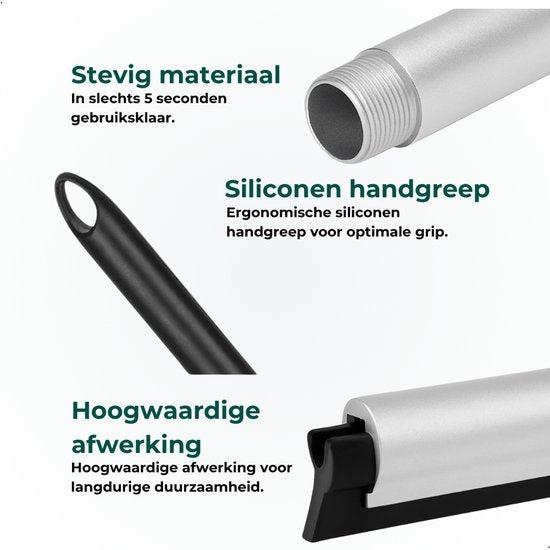 AKSA Home® Vloertrekker - Douchewisser - Trekker Douche - RVS Vloerwisser - met Steel - Zilver